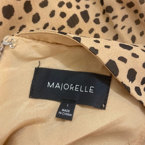 Majorelle Tan Animal Print Ruffle Hem Dress NWT Large - Picture 3 of 6